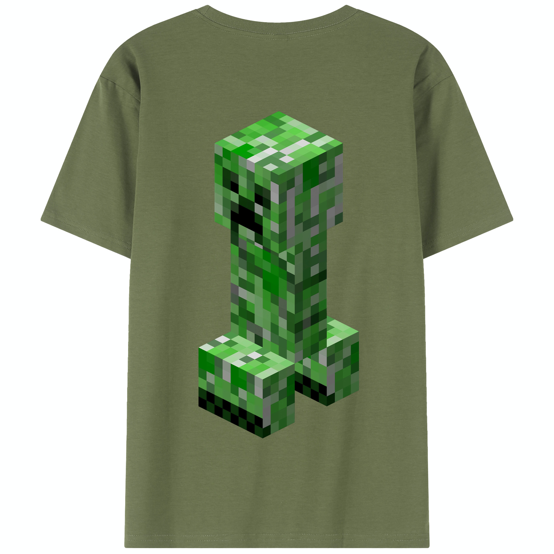 （画像用） マインクラフト ブロックの世界 Minecraft MC Block world 綿100％半袖Tシャツ（背面プリント）